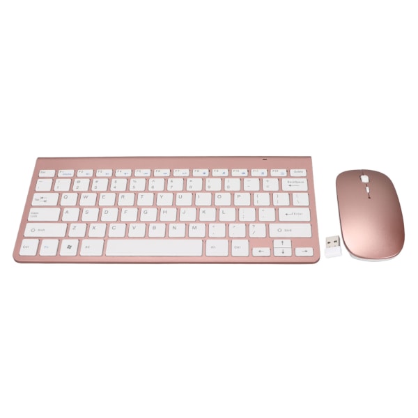 Trådlöst tangentbord och mus set - 78 nycklar, USB, tunna etsade knappsatser, ergonomisk design, mute-knapp, roséguld