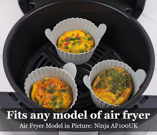 Airfryer Ramekin, Airfryer Æggeforme, Airfryer Store Muffinforme (12-pak), Grå