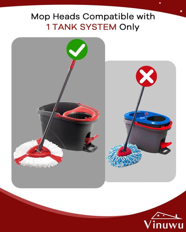 5-pak moppehoved-refills – Kompatibel med Vileda Turbo EasyWring 1-tanksystem, maskinvaskbare mikrofiberpuder
