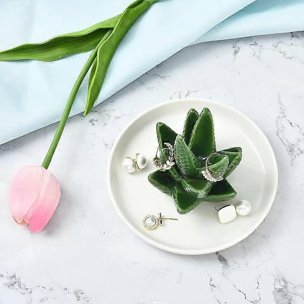Aloe-ringholder Smykkebakke Keramisk Kaktus-ringfad