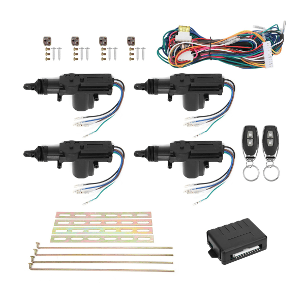 Sentrallåssett Fjernkontroll nøkkelløst inngangssystem 12V M/LED-indikator med 2 kontroller