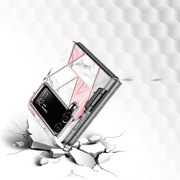 Marble Pattern Case Compatible With Samsung Galaxy Z Flip 4, Plating Soft TPU Shockproof Protective Cover