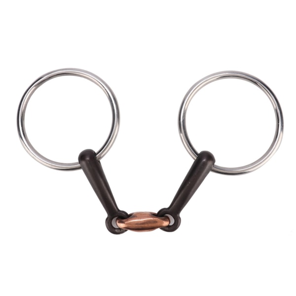 Slitstark rostfritt stål ring Snaffle Mun hästbett med elliptisk kopparlänk (115 mm)