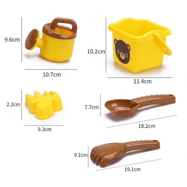 5-pack strandleksakssats Sandlåda Hinkar Former Spade Raka Vattningspåse Sommar Utomhus Strandleksaker