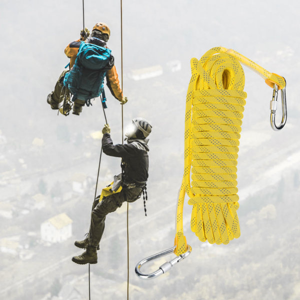 Utendørs fjellklatring rømningstau 10 mm diameter sikkerhetsoverlevelsessnor (gul 20m)