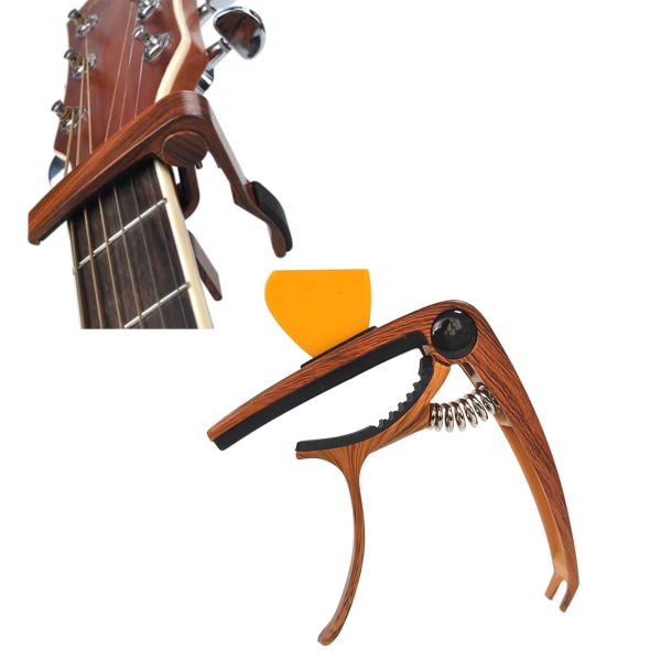 Gitarr Capo Snabbkoppling Tonändring Capo med Plektrumfack Tillbehör för Ukulele Banjo