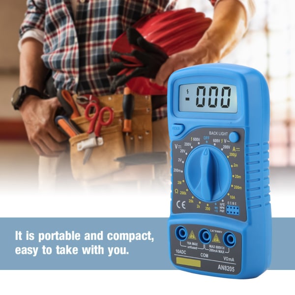 ANENG AN8205 Digitalt Multimeter LCD Voltmeter Ammeter AC/DC/OHM Volt Strømmåler