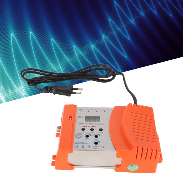 RF-modulator med digitalt display for set-top-bokser - VHF UHF PAL NTSC TV-link - EU-plugg (90-240V)