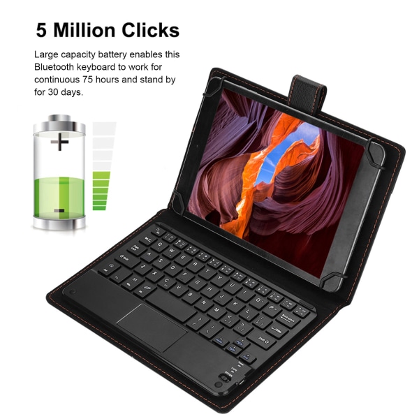 7/8in 75-timmars fungerande Bluetooth Touchpad-tangentbord med case för Android/iOS/Windows