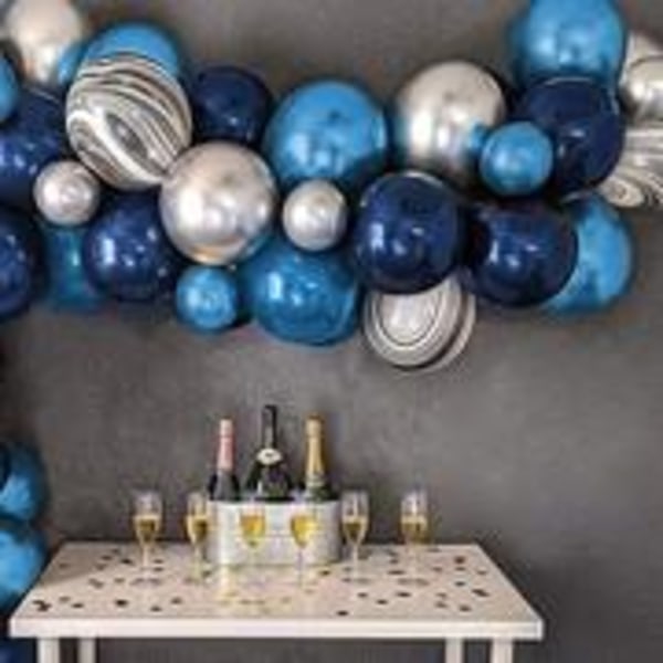 Metallisen sininen hopea set miesten teema syntymäpäivän valmistujaisjuhliin