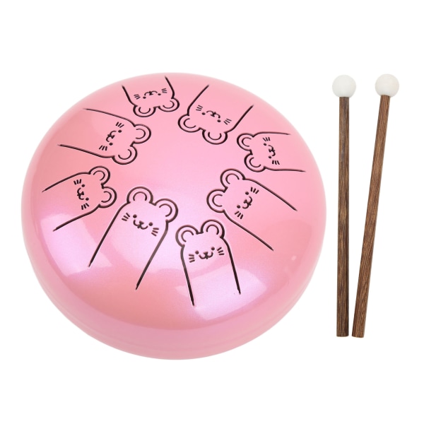 Alloy Steel Tongue Drum 8 Notes 5.5in Chakra Tank Ethereal Lotus Pink 12 Zodiac Mouse