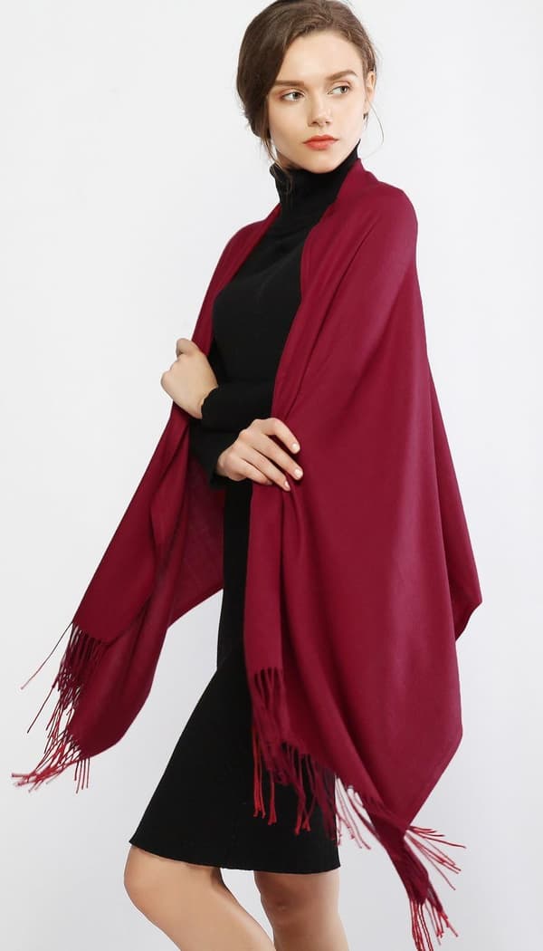 Skjerf til dame Pashmina sjal og omslag til bryllup Skjerf til dame Vinter Burgundy