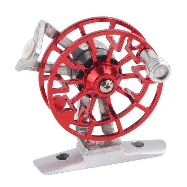 Bærbart isfiskehjul aluminiumslegering Højrehåndet fluefiskerhjul Arbejdsbesparende (rød)