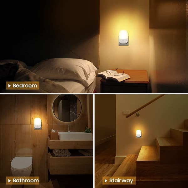 Vägglampa med skymningssensor för hall, trappor, sovrum, kök, 0,3W, 2-pack