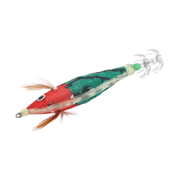 Fiske Bläckfisk Jigg Bete Bläckfisk Jigg Krok Hårt Fiske Drag med Ljuseffekt för Hav Båt Flod Damm Fiske Rött Huvud Mörkgrön Kropp