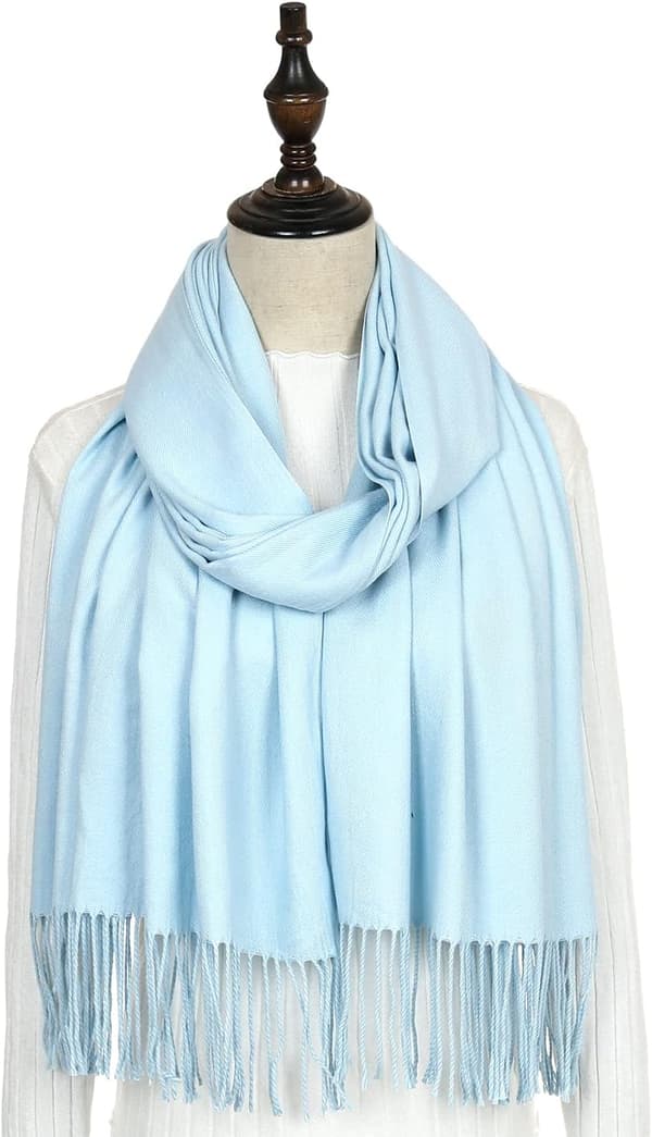Pashmina-sjaler og -wraps til kvinder til bryllupssjaler til kvinder om vinteren Pale Blue