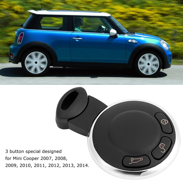 3-knaps fjernbetjening bilnøgle passer til Mini Cooper 2007 2008 2009 2010 2011 2012 2013 2014 KR55WK4