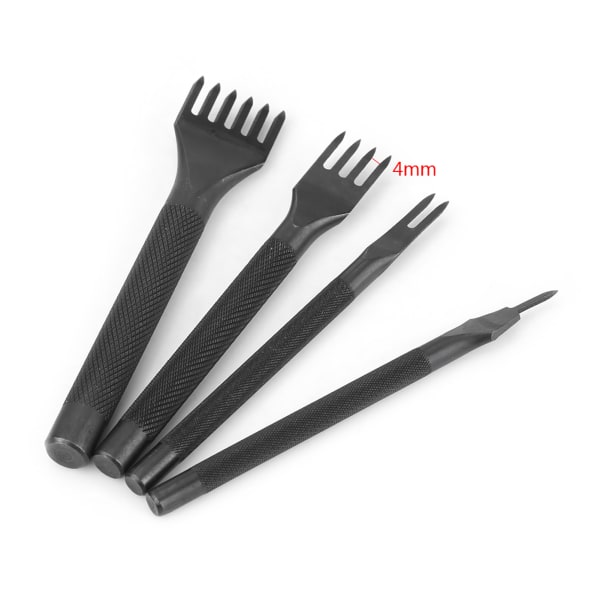 4 st DIY Läder Hålslag Sömnadsverktyg Handgjort Hantverkskit (1+2+4+6 tänder)