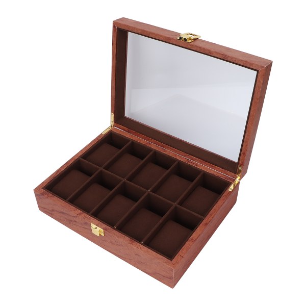 10 pladser Watch Dislpay Box Soft Pillow Watch Organizer Ur Opbevaringskasse med glaslåg