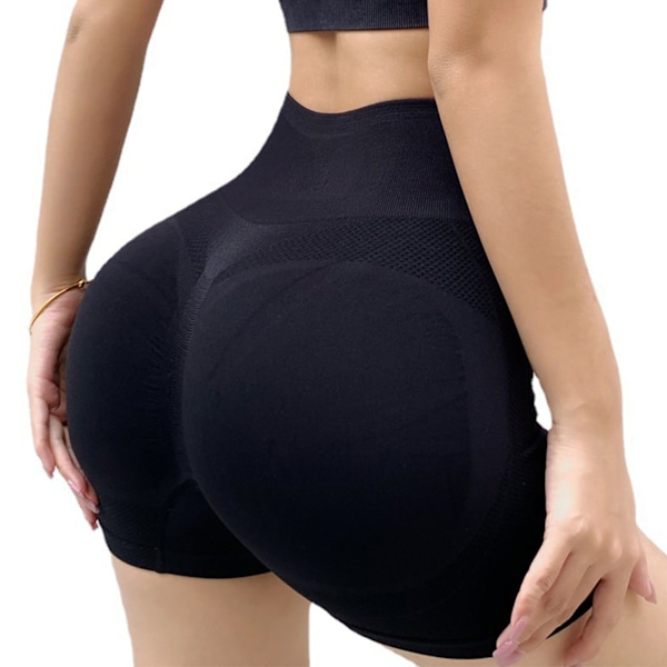 Trænings Shorts til Kvinder Butt Lifting Yoga Shorts Høj Talje Tummy Control til Cykling Sport Sort S M 40-65kg