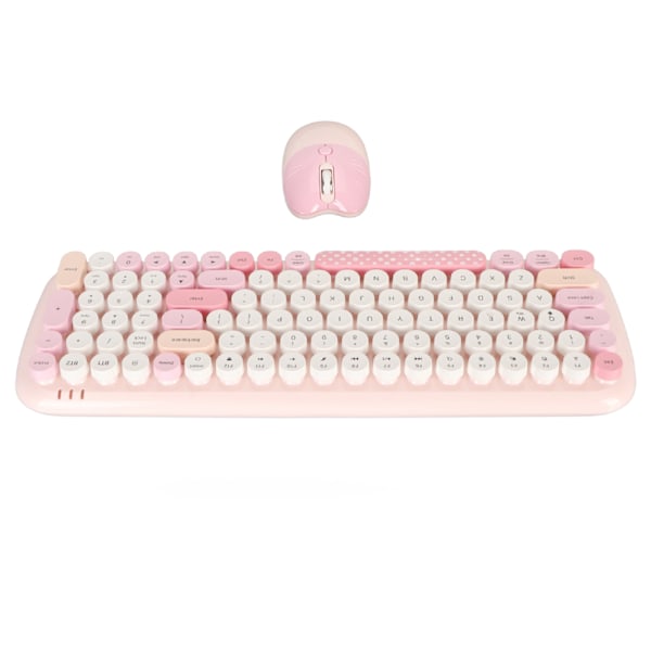 Trådløst tastatur og mus - Fargerikt fullstort skrivemaskintastatur - Søt optisk mus for Windows PC, bærbar PC, stasjonær datamaskin - Rosa