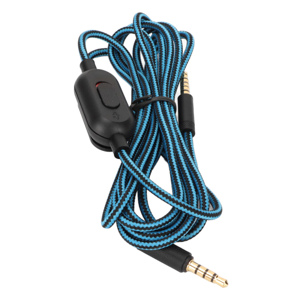 Spelheadsetkabel vävd hörlurssladd med volymkontroll och mute-omkopplare för Logitech G Pro X G433 G233 Blue