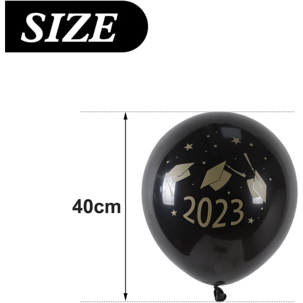 2023 konfirmasjonsballong, 15 stk ballongsett svart gull konfirmasjonsdekorasjon trykt lateks ballongdekor for seremonien College Party