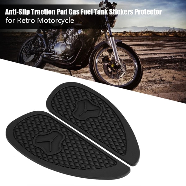 2 stk Anti-Slip Traction Pad Gas Brændstof Tank Stickers Protector til Retro Motorcykel (Sort)