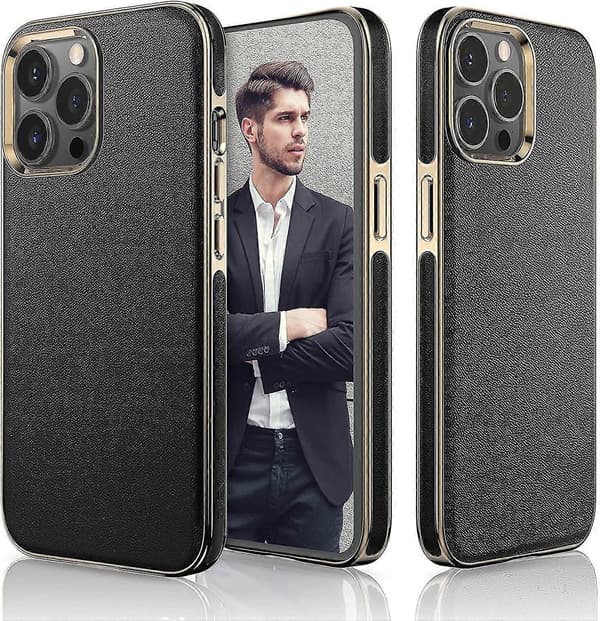 iPhone 13 Pro Max-deksel, Business Slim Classic-etui for menn, svart