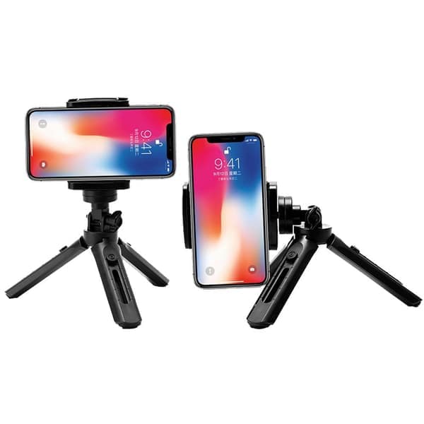 Praktisk Kamerastativ/Tripod til Kameraer og Mobiltelefoner Sort