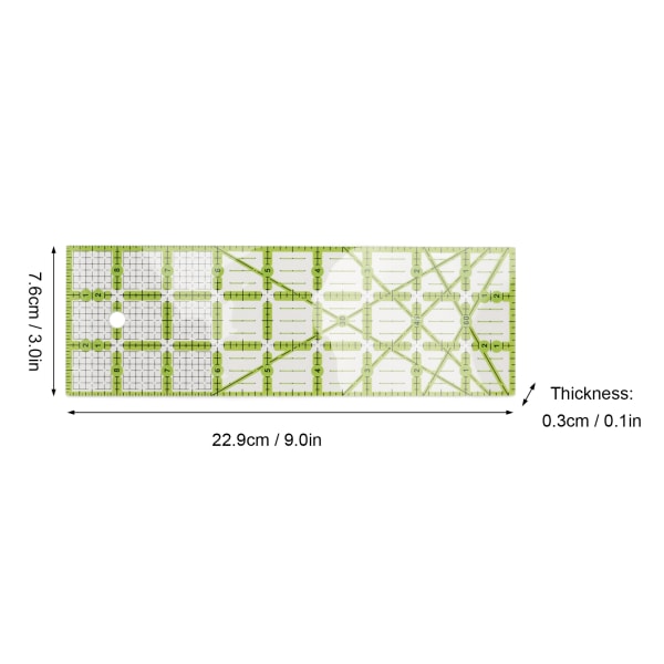 Quiltlinjal Akryl Rektangulär Genomskinlig Enkel hantering Robust Slitstark linjal för hushållssömnad