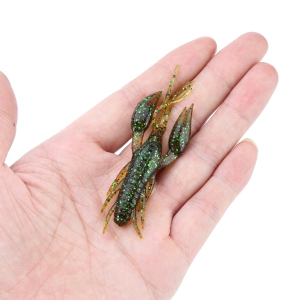 4 stk mørkegrønn naturtro silikon myk fiskekreps lokker agn (1#)
