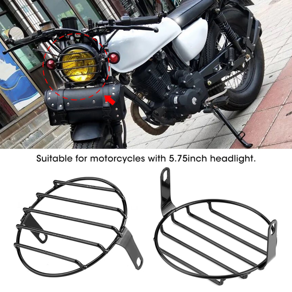 7,09 tommer sort Retro Motorcykel Forlygte Grill Rund Cover Mask