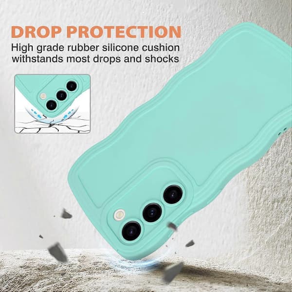 Samsung Galaxy S23 Plus Phone Case, Curly Wavy Frame Liquid Silicone Flexible Soft Shockproof Camera Protection Bumper Cover