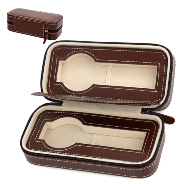 Watch Bärbar dragkedja Design Enkel Fashionabla watch Förvaring Case Watch Brun 2 platser