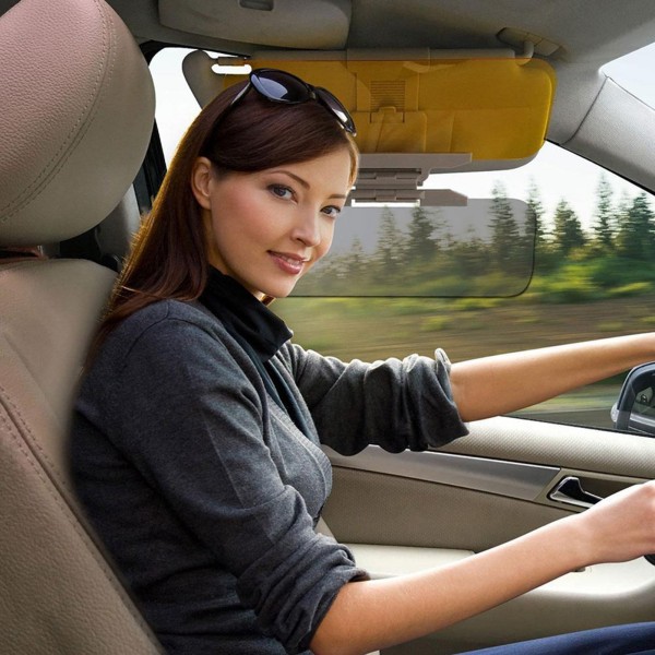 HD Car Sun Visor - Anti Glare for Day Night Driving - Adjustable Sunshade and Night Vision Extender
