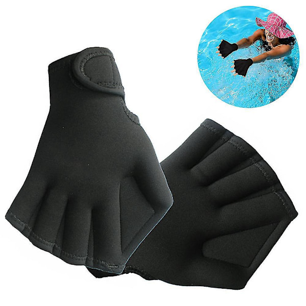 Water Sports Gloves for Men, Women, and Kids - Improve Upper Body Resistance, Webbed Design, Fade-Resistant Black