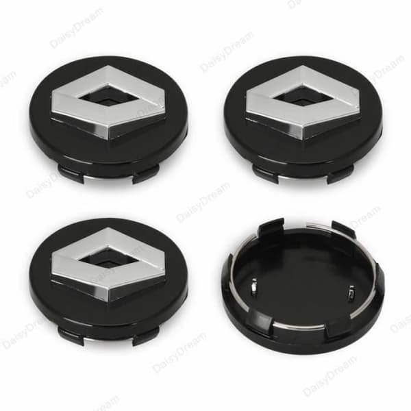 Sæt med 4 hjulcenterkapsler, erstatning til Renault 60mm (Sort)