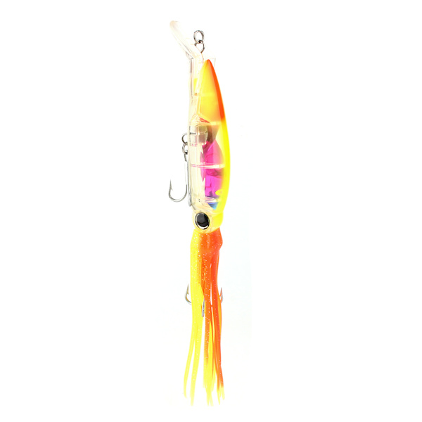 24cm/40g Fiskedrag Bläckfiskbeten Fiskbete Crankbait Tackle Jig Diskantkrok Gul Orange