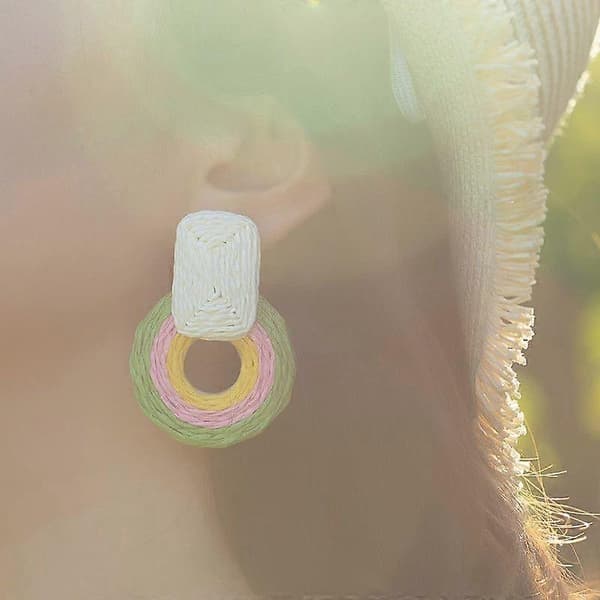 Statement Raffia Øreringe Søde Boho Øreringe Rattan Hængende Øreringe