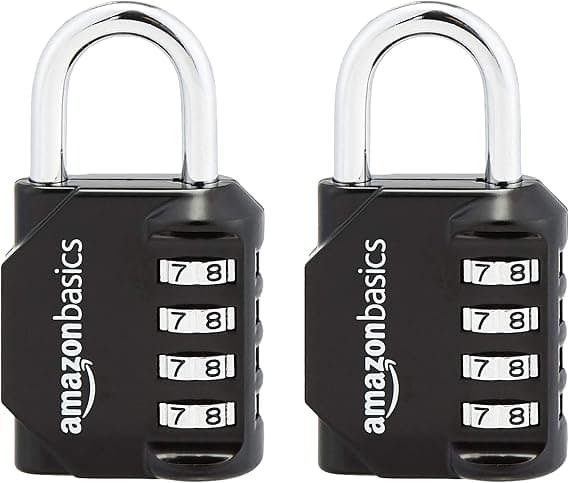 Basics 4-siffrigt kombinationslås, svart, 2-pack