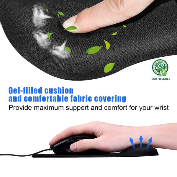 Musematte med håndleddsstøtte, Ergonomisk musematte med minneskum Håndleddsstøtte for datamaskin, bærbar PC, kontor, hjem og reise, svart