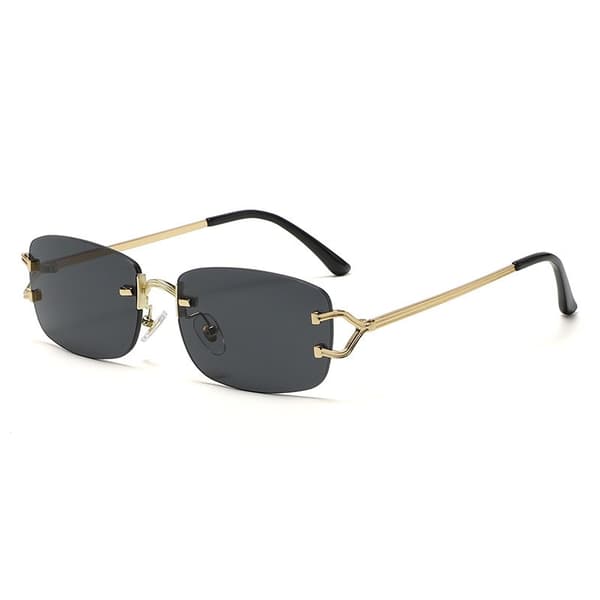 Rammeløse Solbriller Firkantet Gradient Rammeløse Briller Retro Briller - Sort black