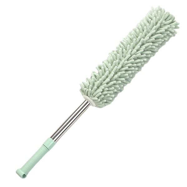 Hand Duster Detachable Washable Chenille Stainless Steel Extendable Cleaning Hand Duster for Home Bed Desktop Light Green