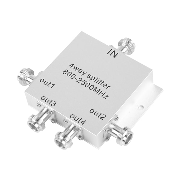 4-veis 800-2500MHz N-type Mobiltelefon Power Splitter Signal Repeater Amp Power Divider