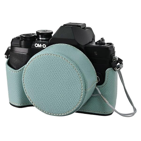 H2u Camera Bag for Olympus OM-D E-M10 Mark IV, Half-Enclosed Leather I5Q Bottom Case with Lens Cap -