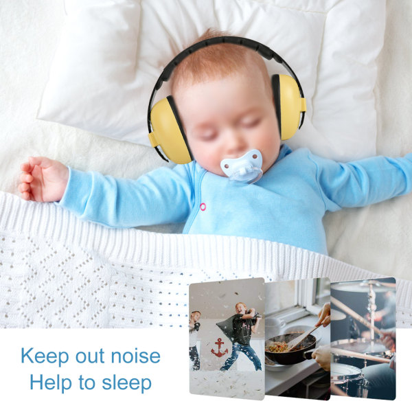 Hørselsvern for søvn Sammenleggbart design Støydempende øreklokke for barn BabyYellow
