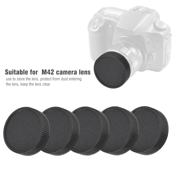 5kpl muovinen cap cover Sopii M42-kameraan, musta pölynkestävä