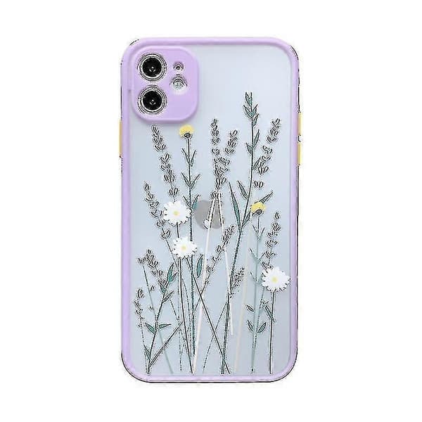 Flower Transparent Frosted Soft TPU Protective Silicone Phone Case for iPhone Size: iPhone12