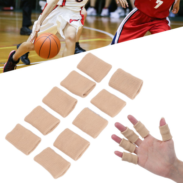 10 stk sportsfingerbeskyttere Smertelindrende støtte fingerbøjle Elastiske tommelfingerærmer Hudfarve